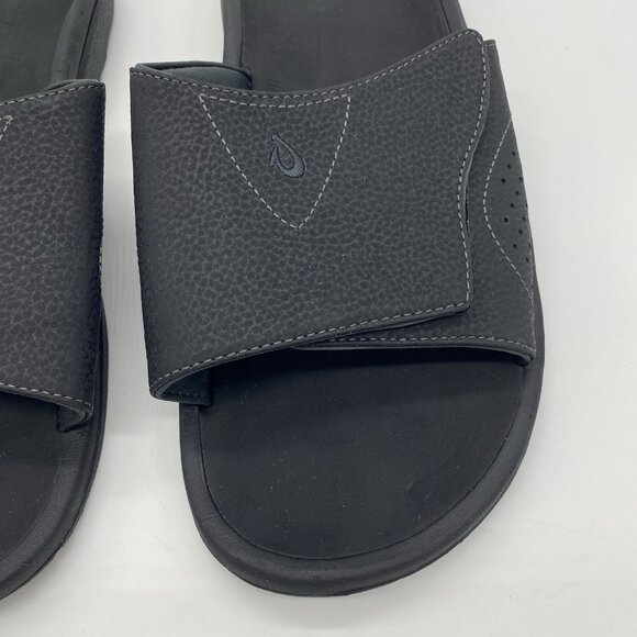 OluKai Nalu Slide Sandals Men's Size 12 Black Water Resistant 10332-4040 - Picture 4 of 12